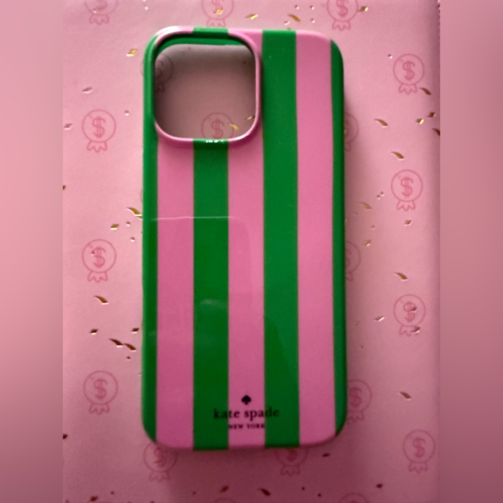 kate spade Pink and Green Striped Glossy Phone Case